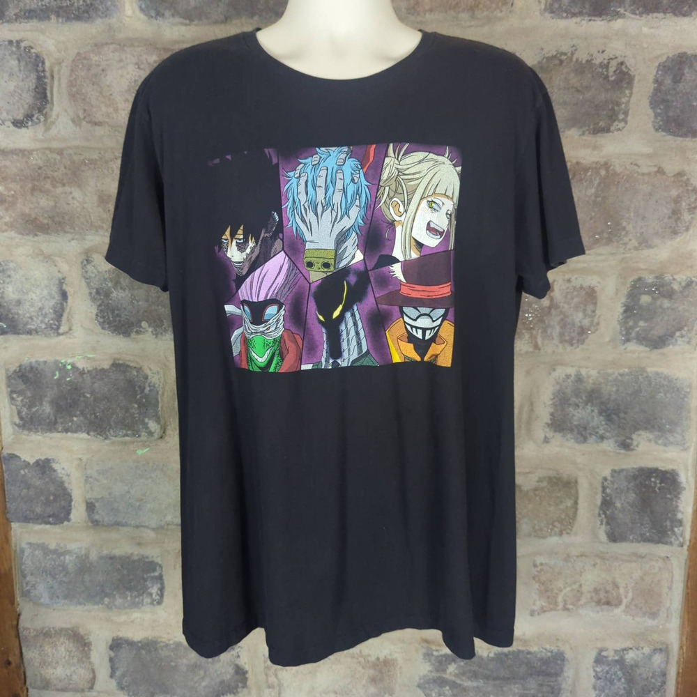 MY Hero‎ Academia League of Villains Faces Black T-Shirt Size XL Short Sleeve